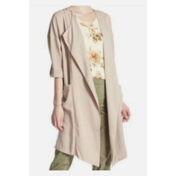 Truth by republic open front trench lightweight drape jackets size small - Picture 1 of 12